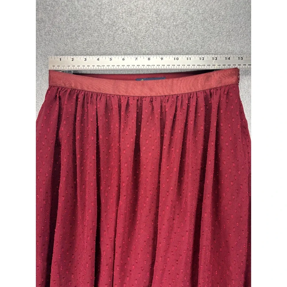 Brooks Brothers Burgundy Dot Flowy Chiffon A-line Skirt‎ SIZE 6